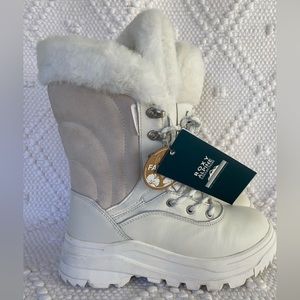 ROXY• “Kaori”•Winter White• Lace up•Leather & Faux Fur•Boots•5.5•NWT!